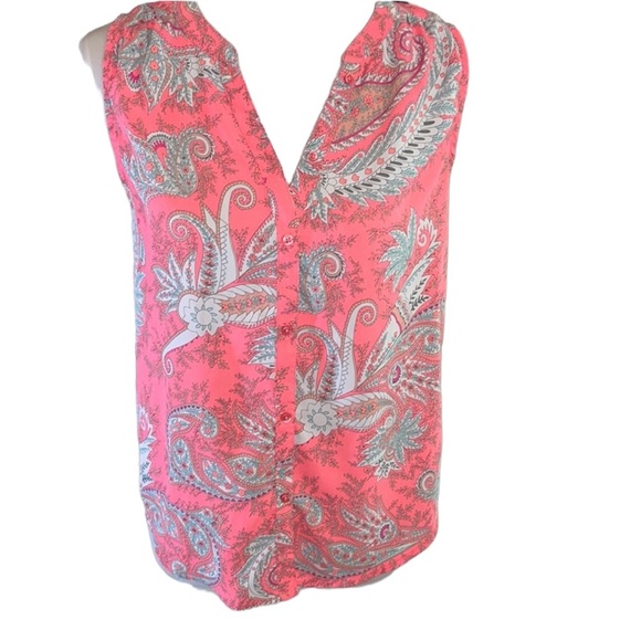 American Eagle Outfitters Tops - American Eagle Outfitters Pink Paisley Sleeveless Top Size SP